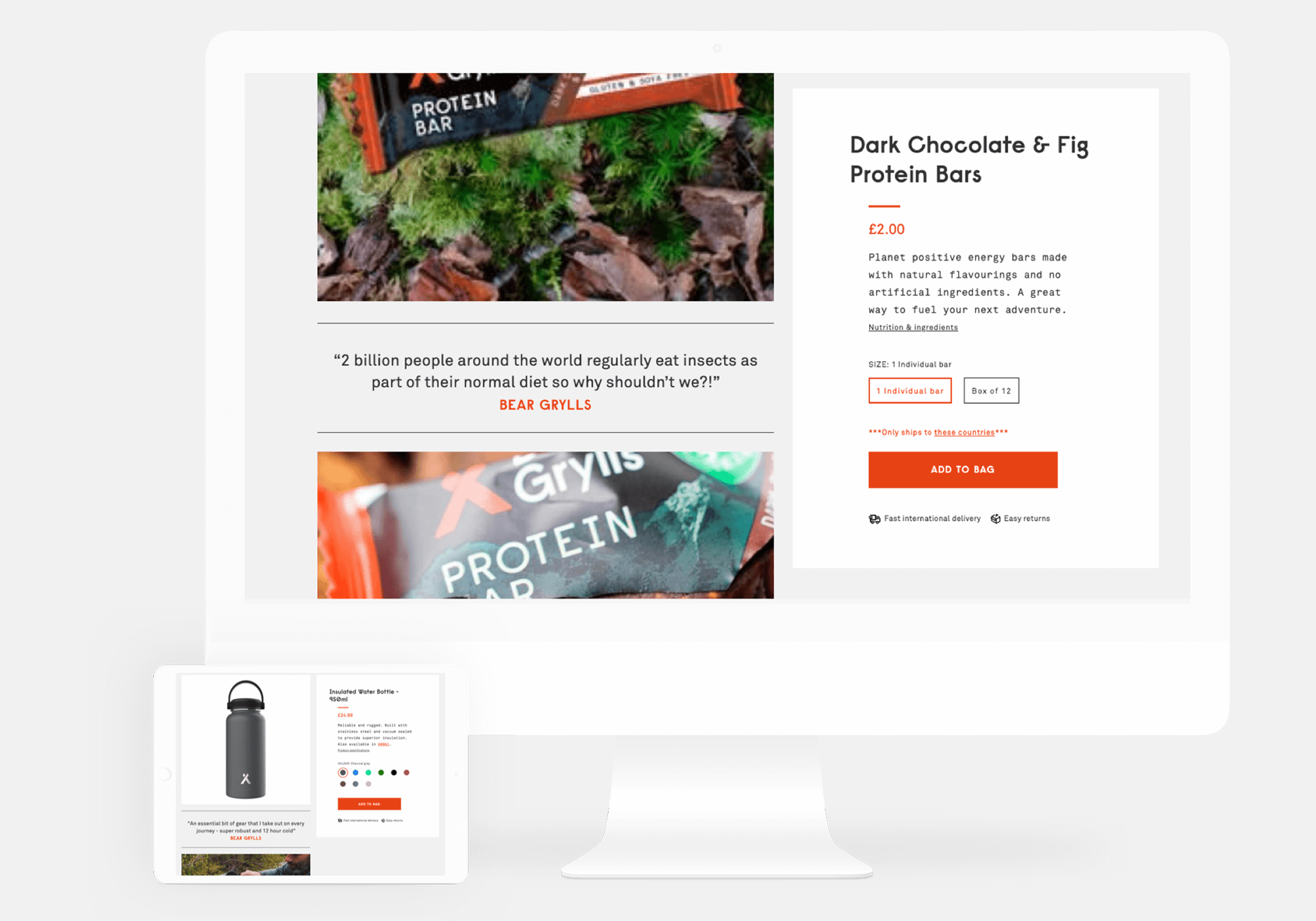 Bear Grylls quote on insect protein