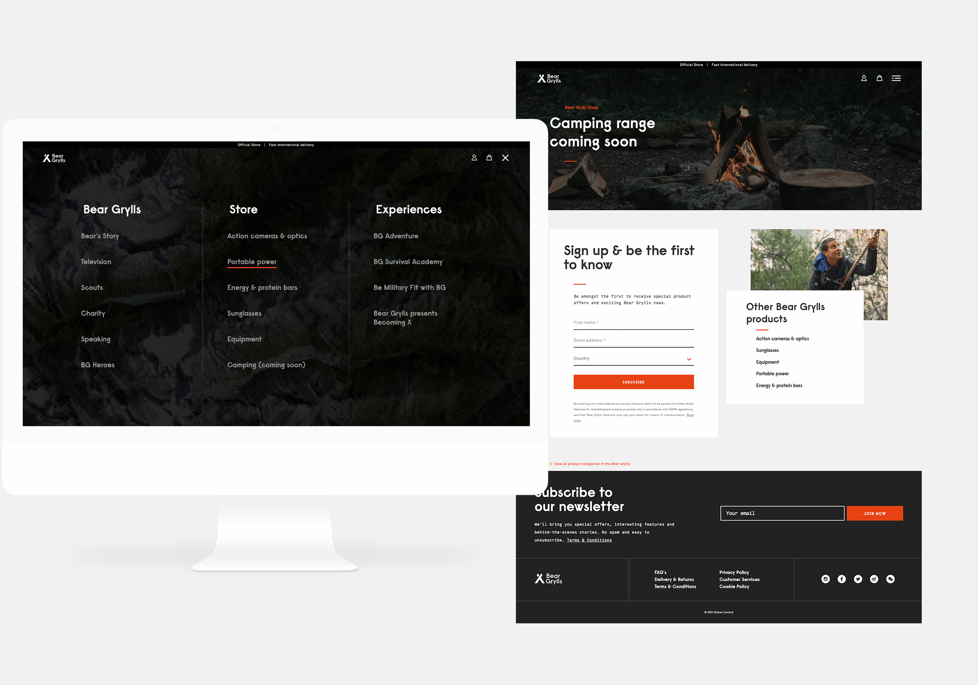 Bear Grylls eCommerce Navigation Design