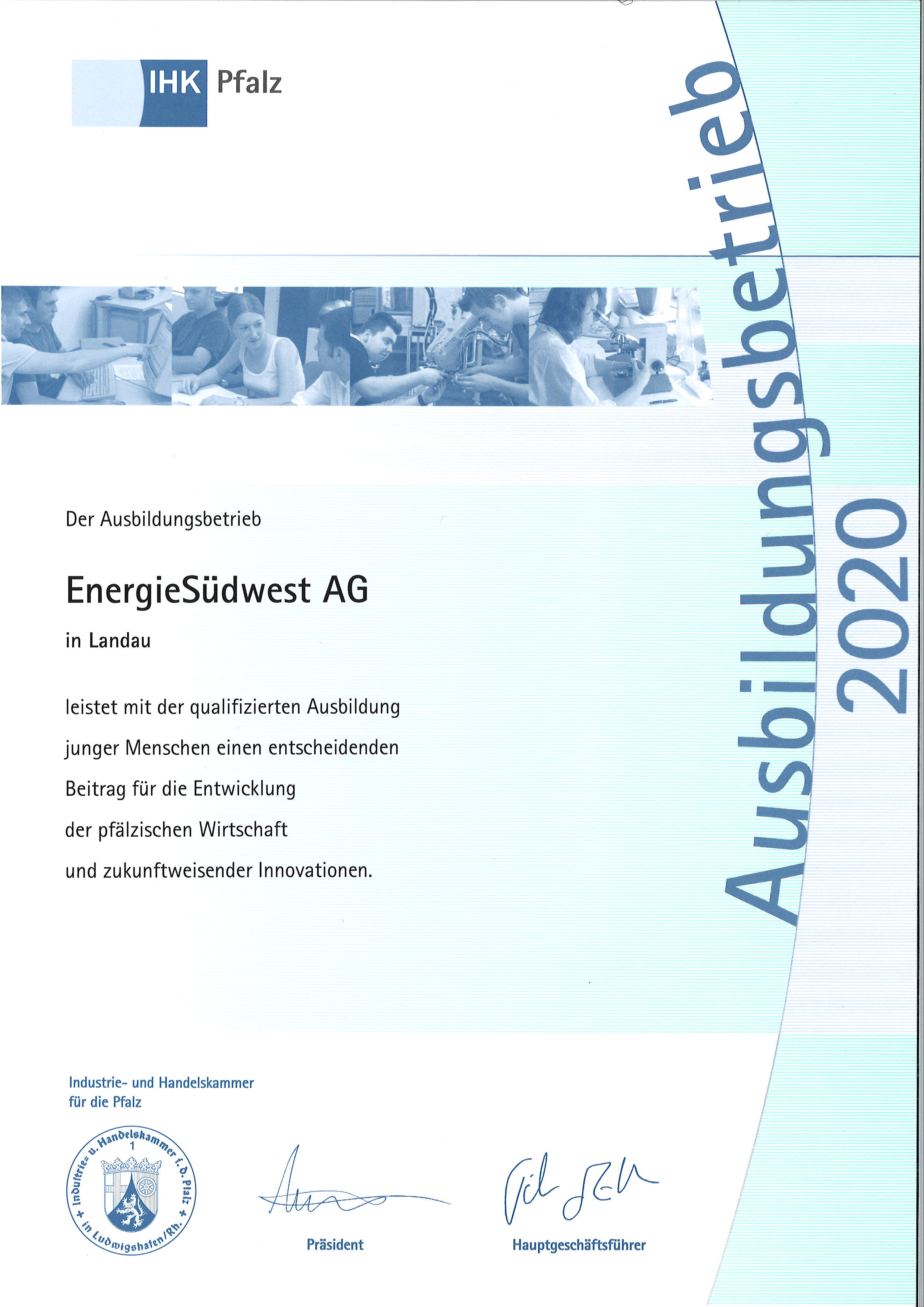 Ausbildungsbetrieb 2020 IHK