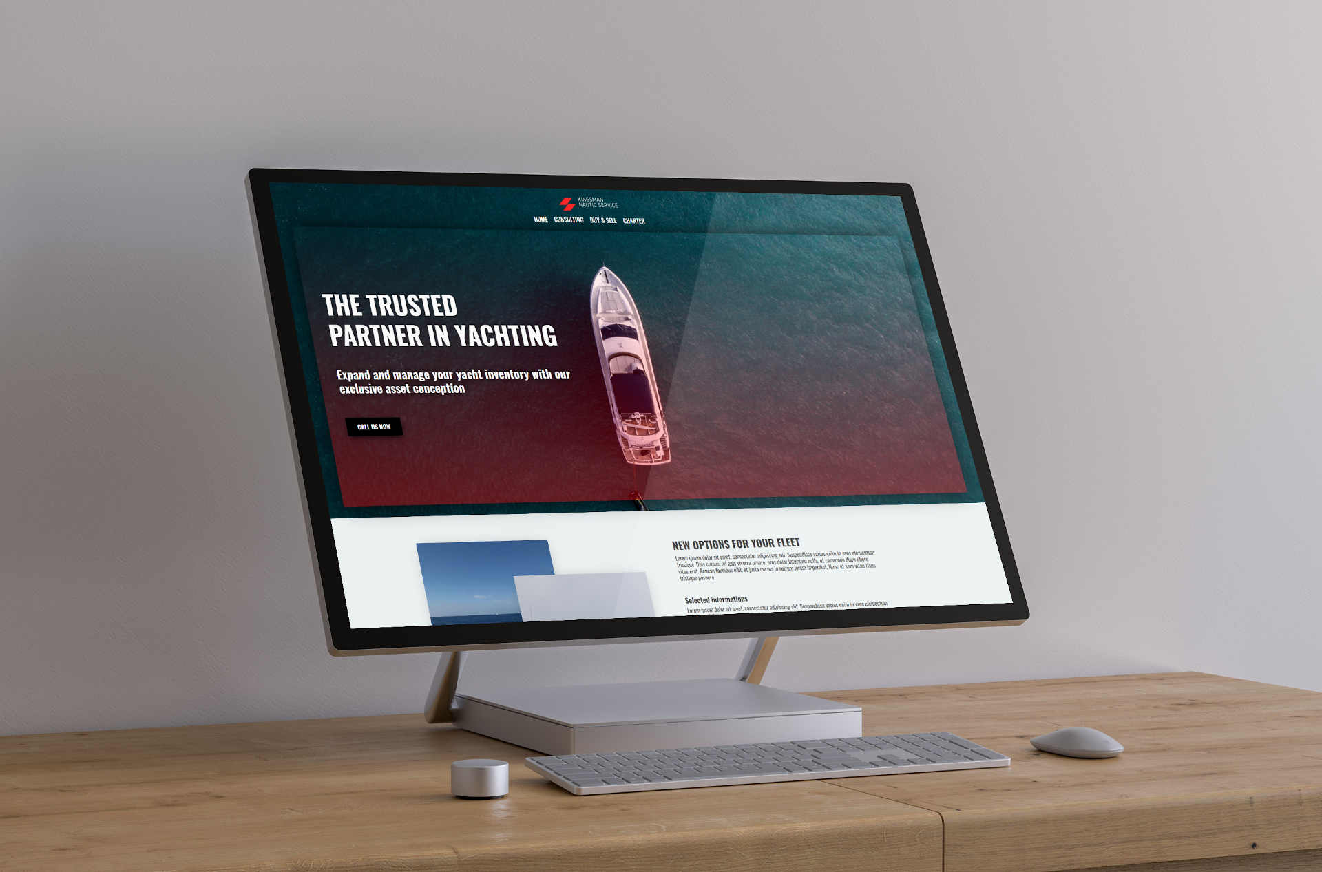 website displayed on surface studio