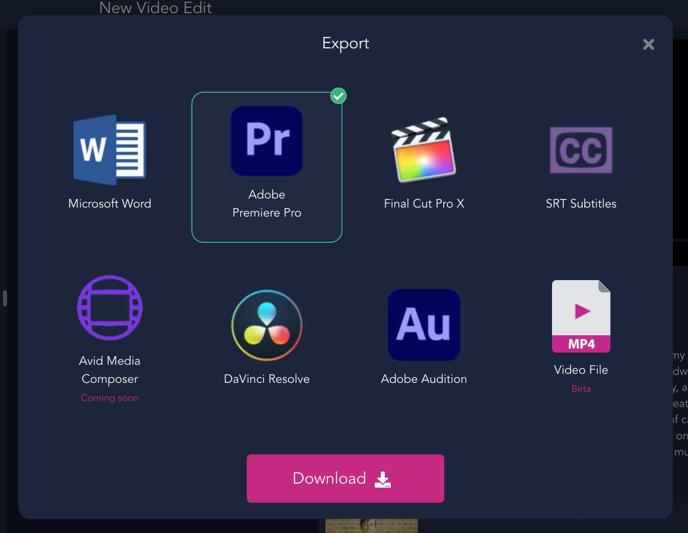 export your reality tv edit