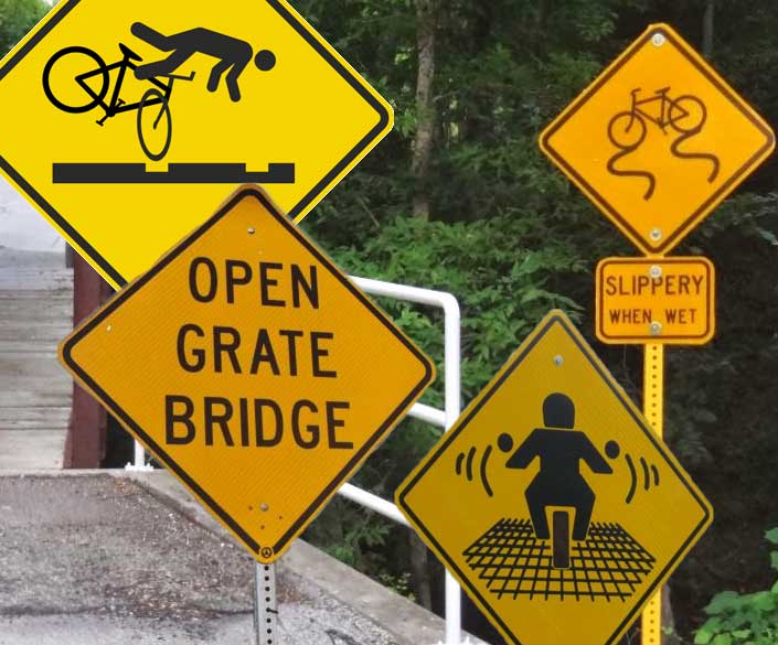 Metal Grating Bicycle Signs