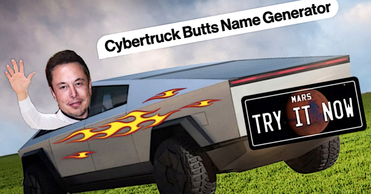 Cybertruck Butts Tesla Vanity Plate Generator
