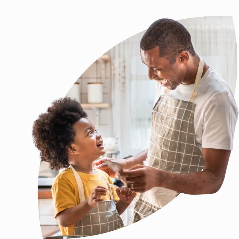 Son and father spending time together to improve their well-being