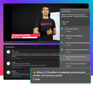 Tela com vdeo e navegao de aulas de curso online