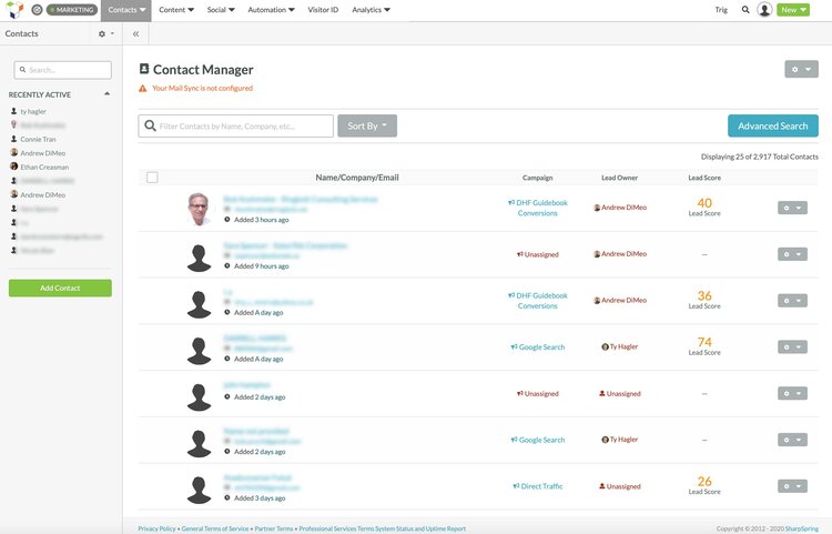 Sharpspring contact manager