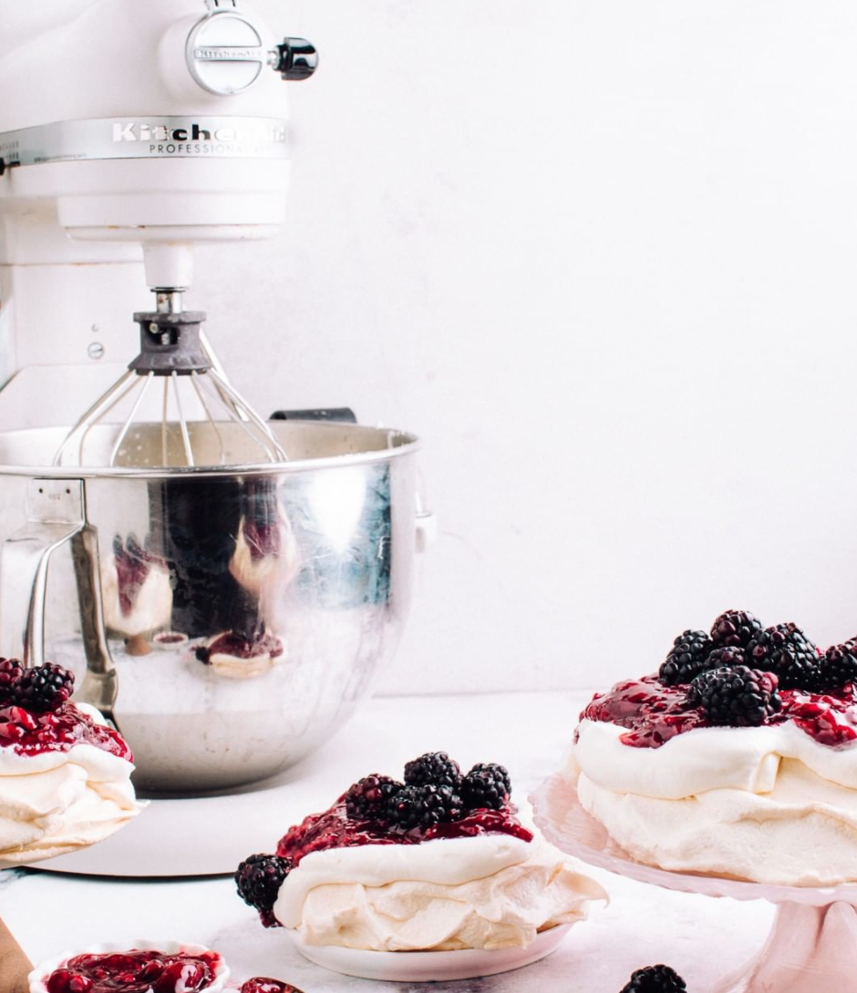 dessert with blackberry topping