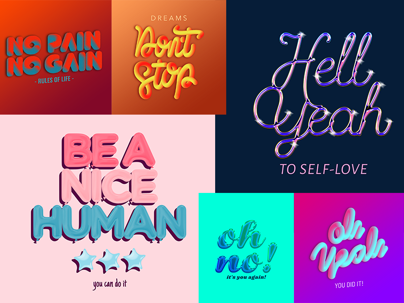 different ads using 3D Lettering