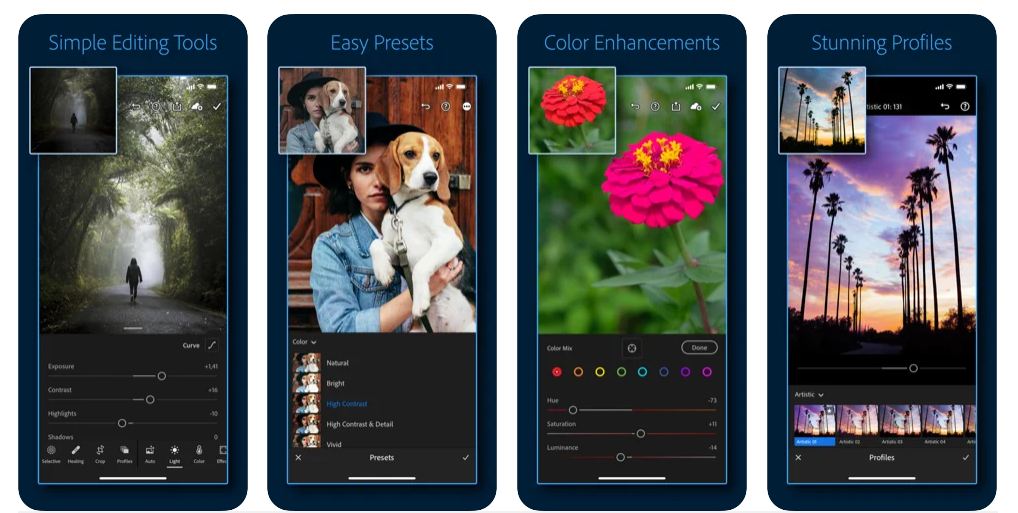 Graphical user interface of Adobe Lightroom