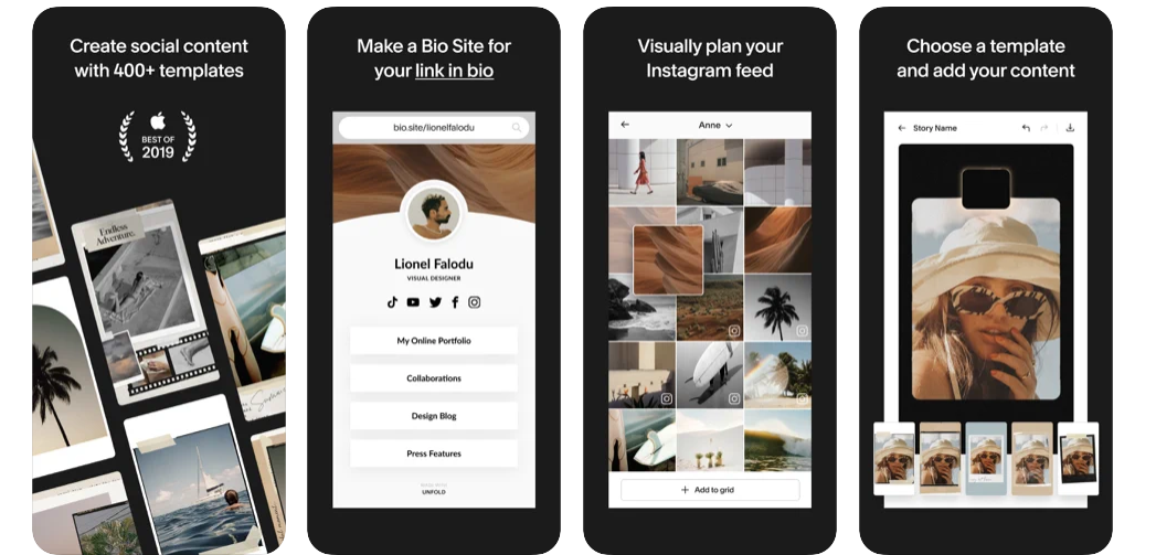 Graphical user interface of Unfold