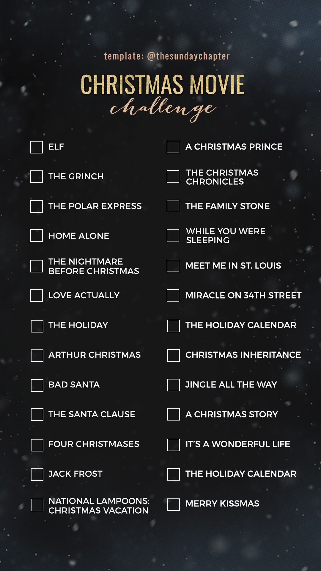 a christmas movie checklist