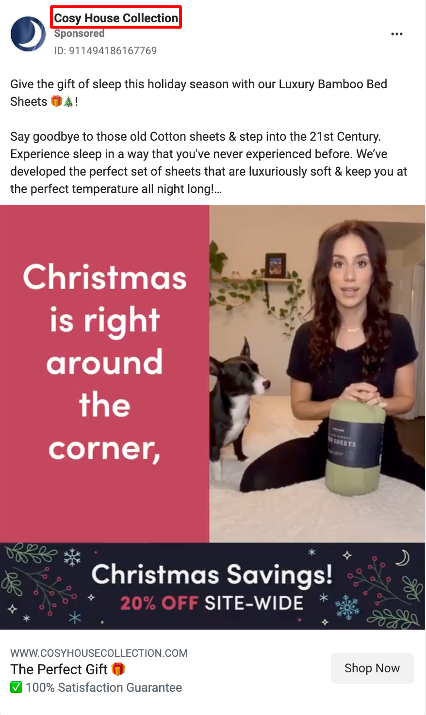 cosy house facebook ad