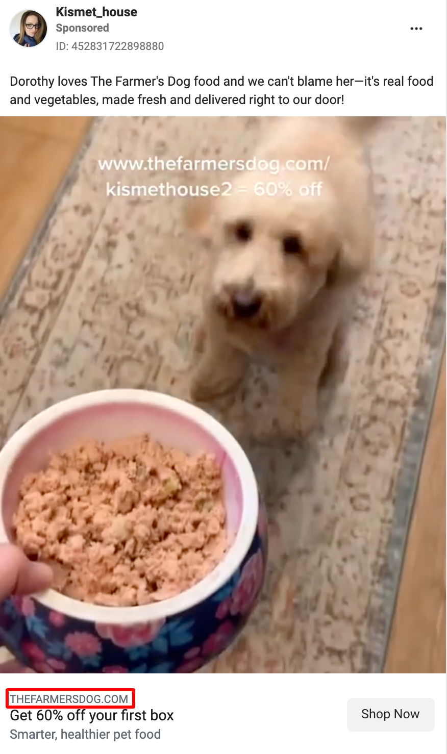 Kismet_house's post in partnership with the farmer's dog