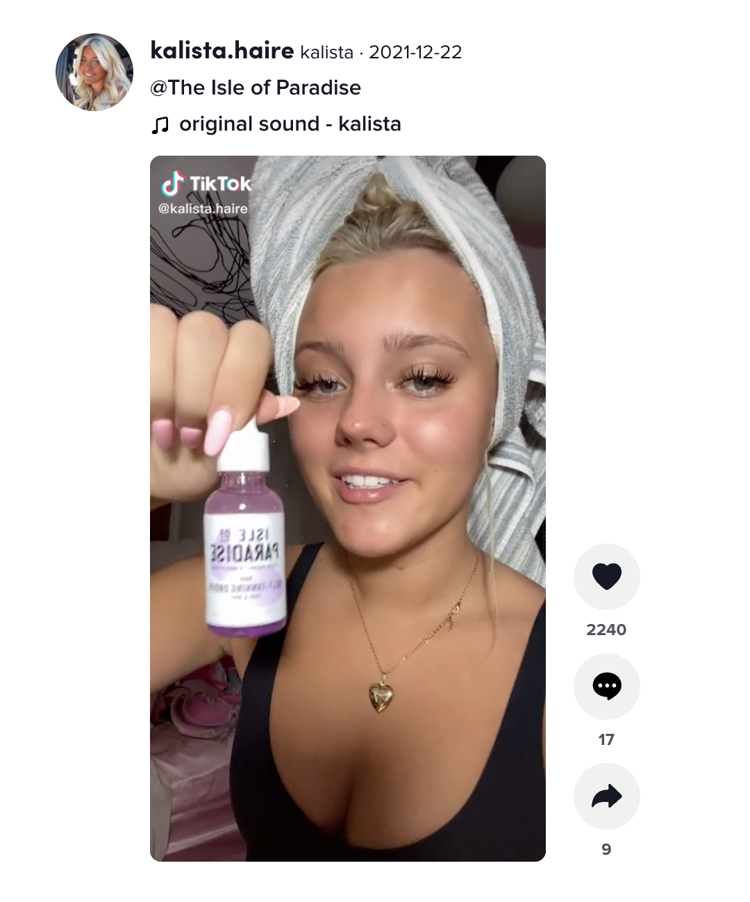 influencer promoting isle of paradise on tiktok ad