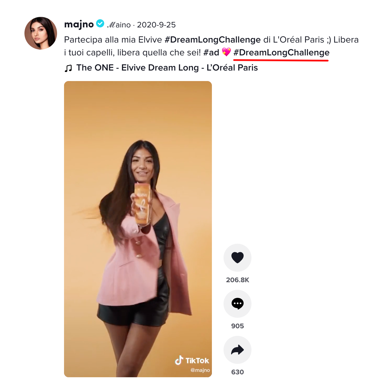 influencer promoting elvive on tiktok post