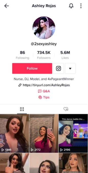 ashley rojas tiktok account