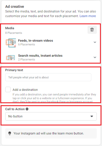 meta's campaign set up