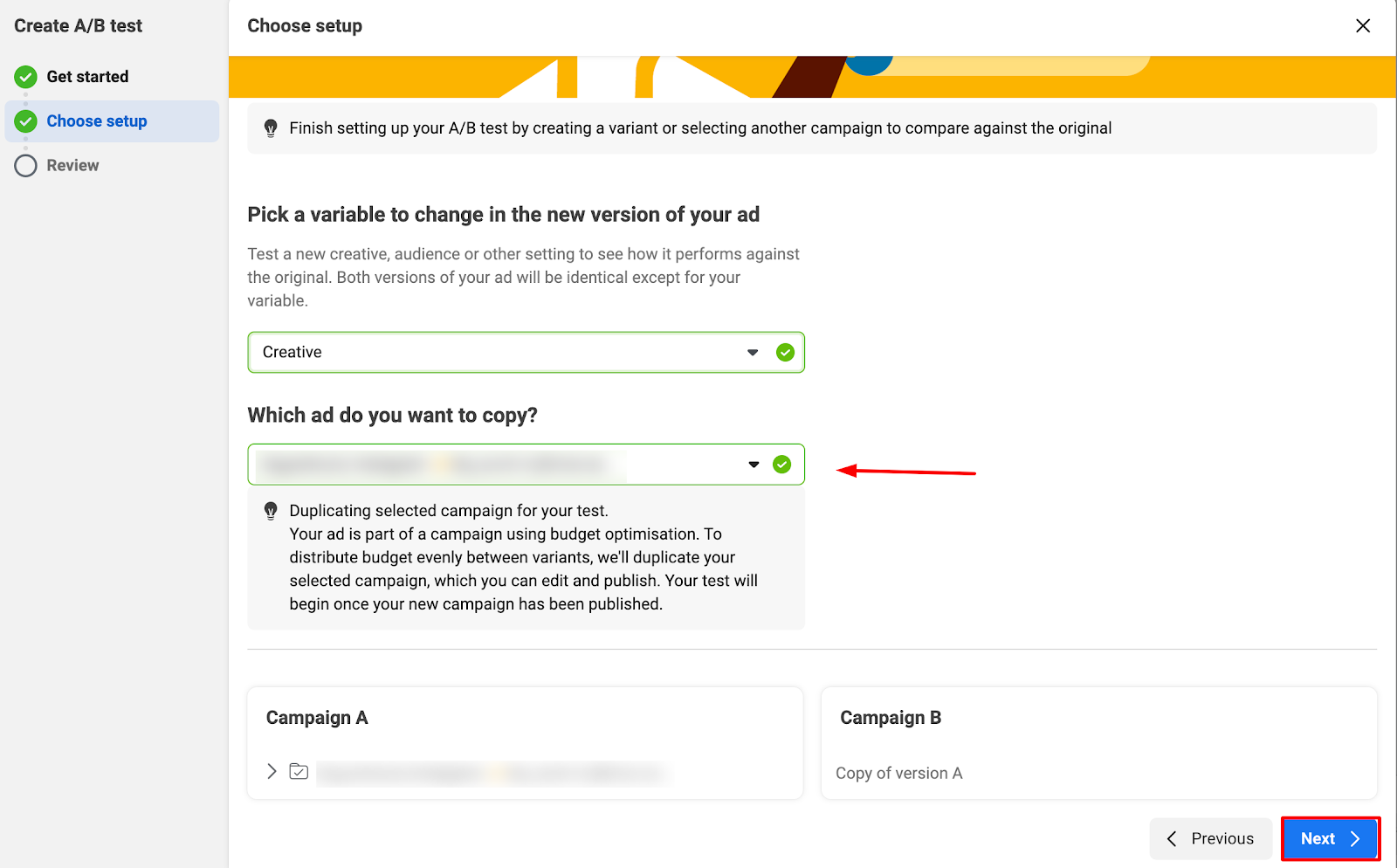 Facebook ads manager campaign set up