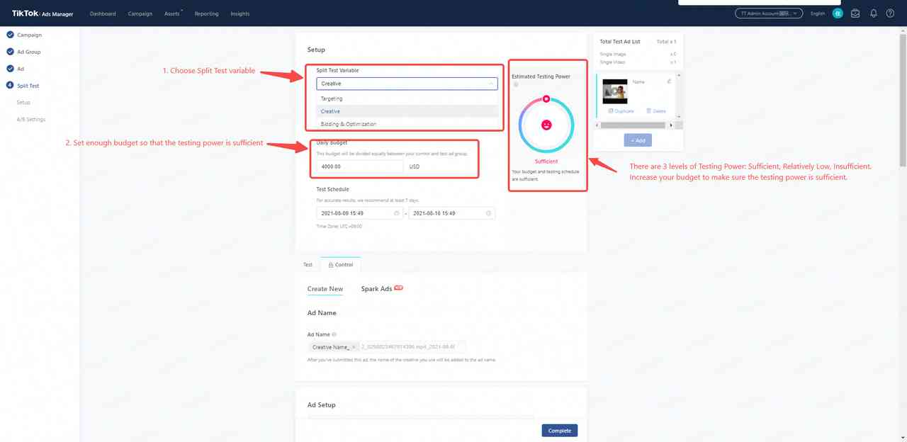 TikTok ads manager campaign set up