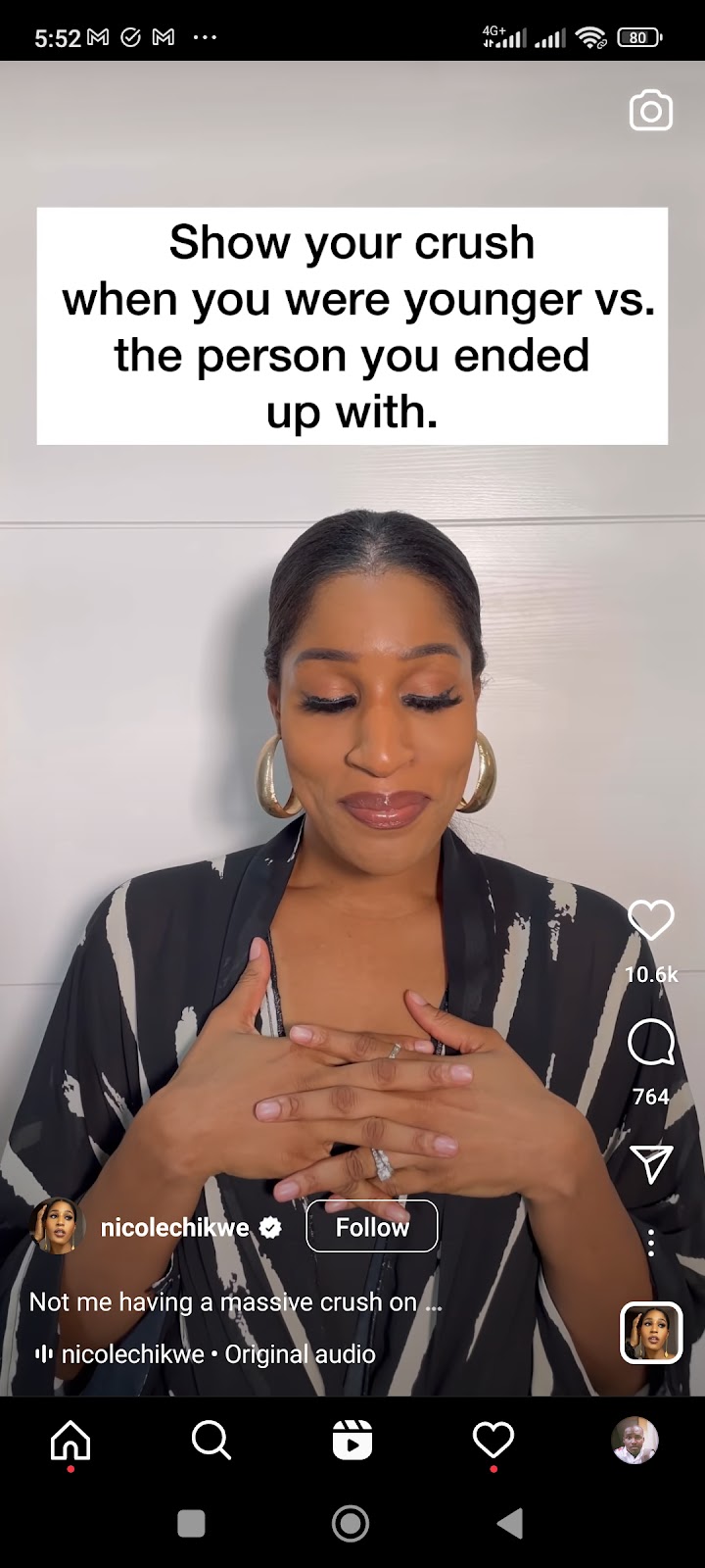 screenshot of influencer's Instagram Reel
