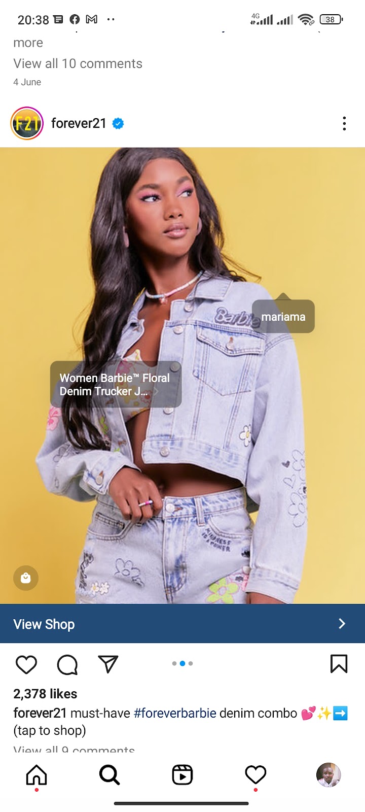 Forever 1 feed posts with shopping feature