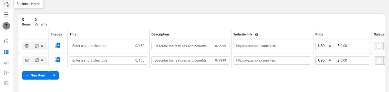 screenshot of commerce manager's home page