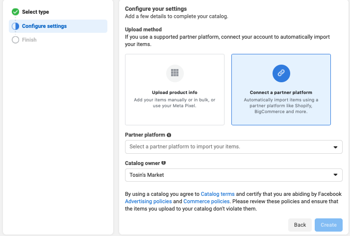 screenshot of configure settings page on commerce manager