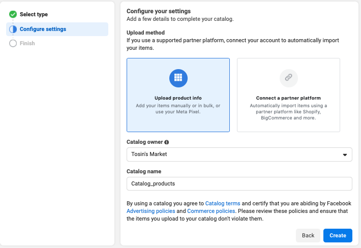 screenshot of configure settings page on Facebook