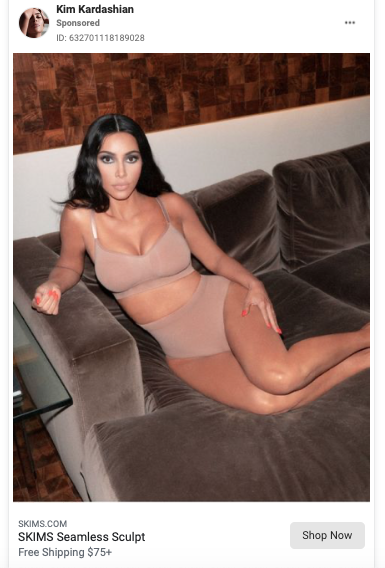 Kim Kardashian's Whitelisted Facebook Ad