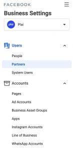 Facebook Business Manager Setting's page