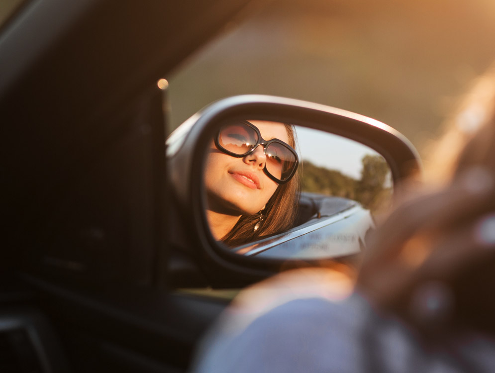 Student driving a car.