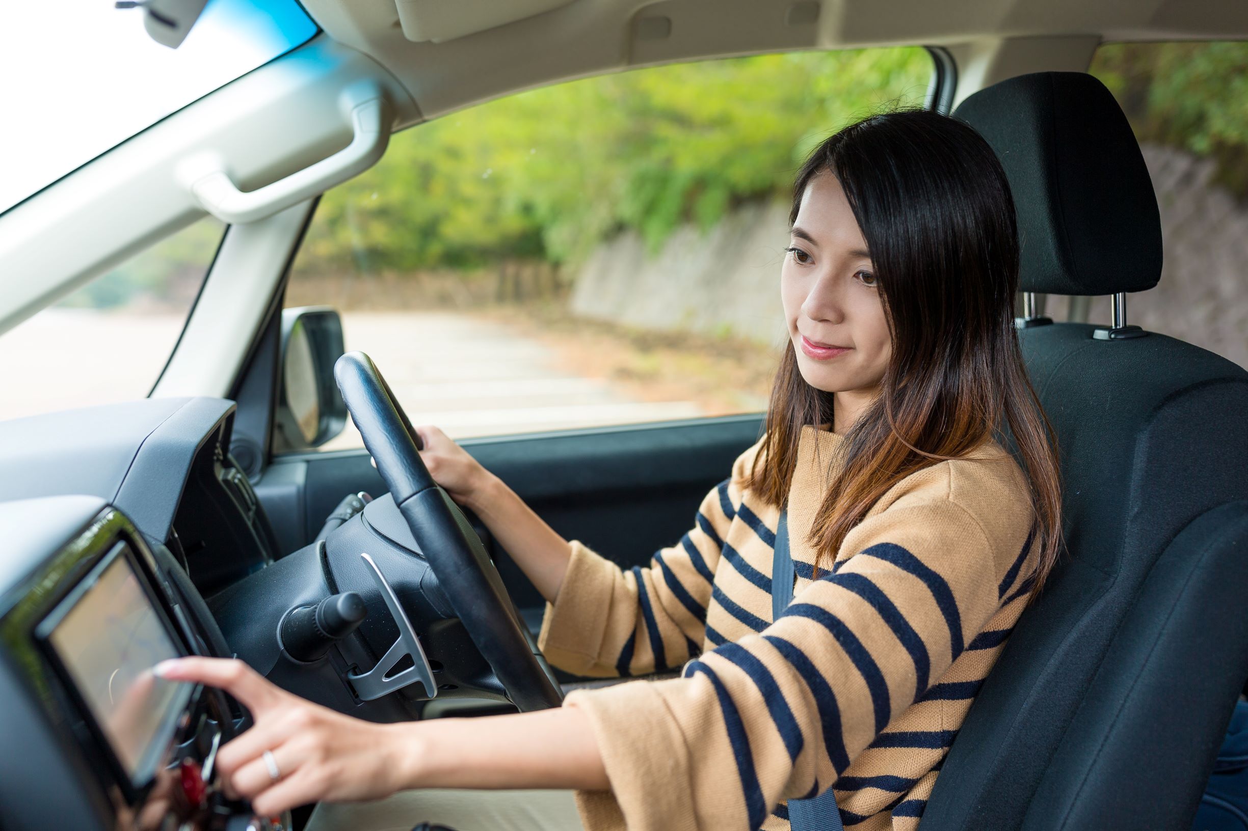 woman driving car