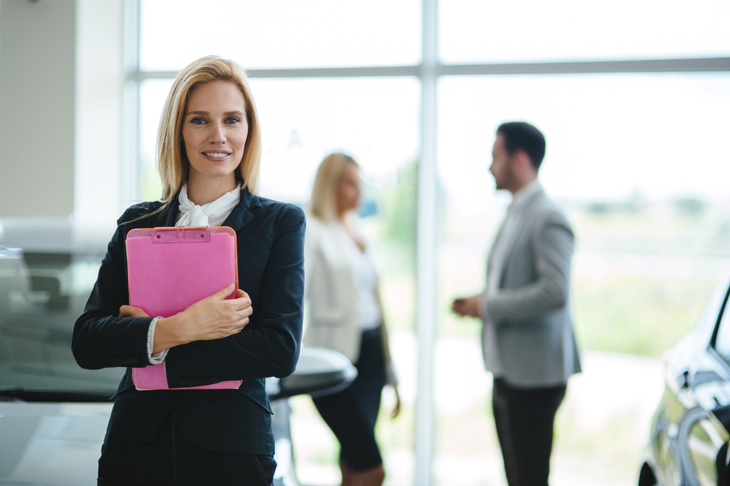 Female car salesperson