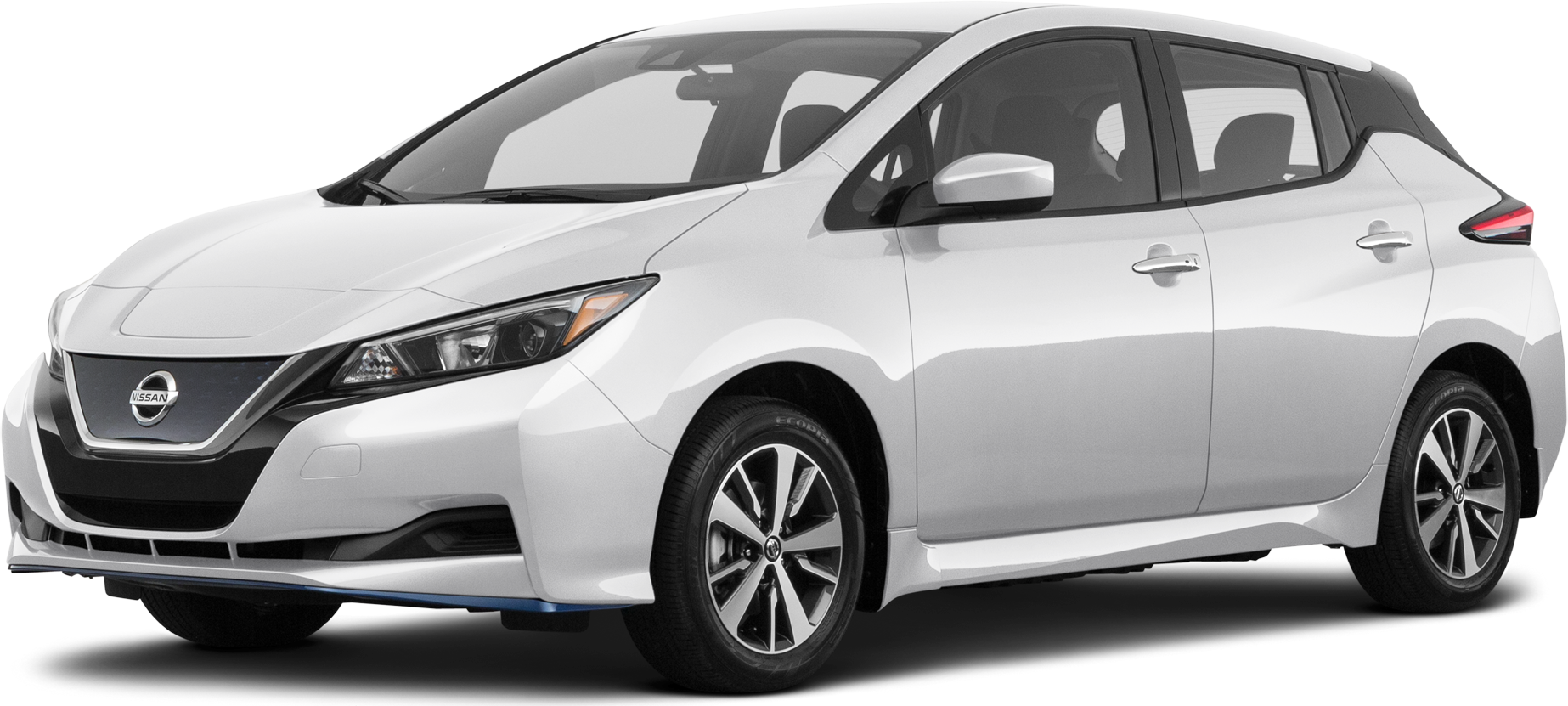 White Nissan leaf electric car