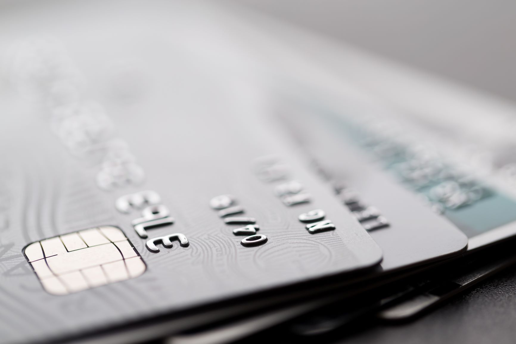 silver credit cards close up