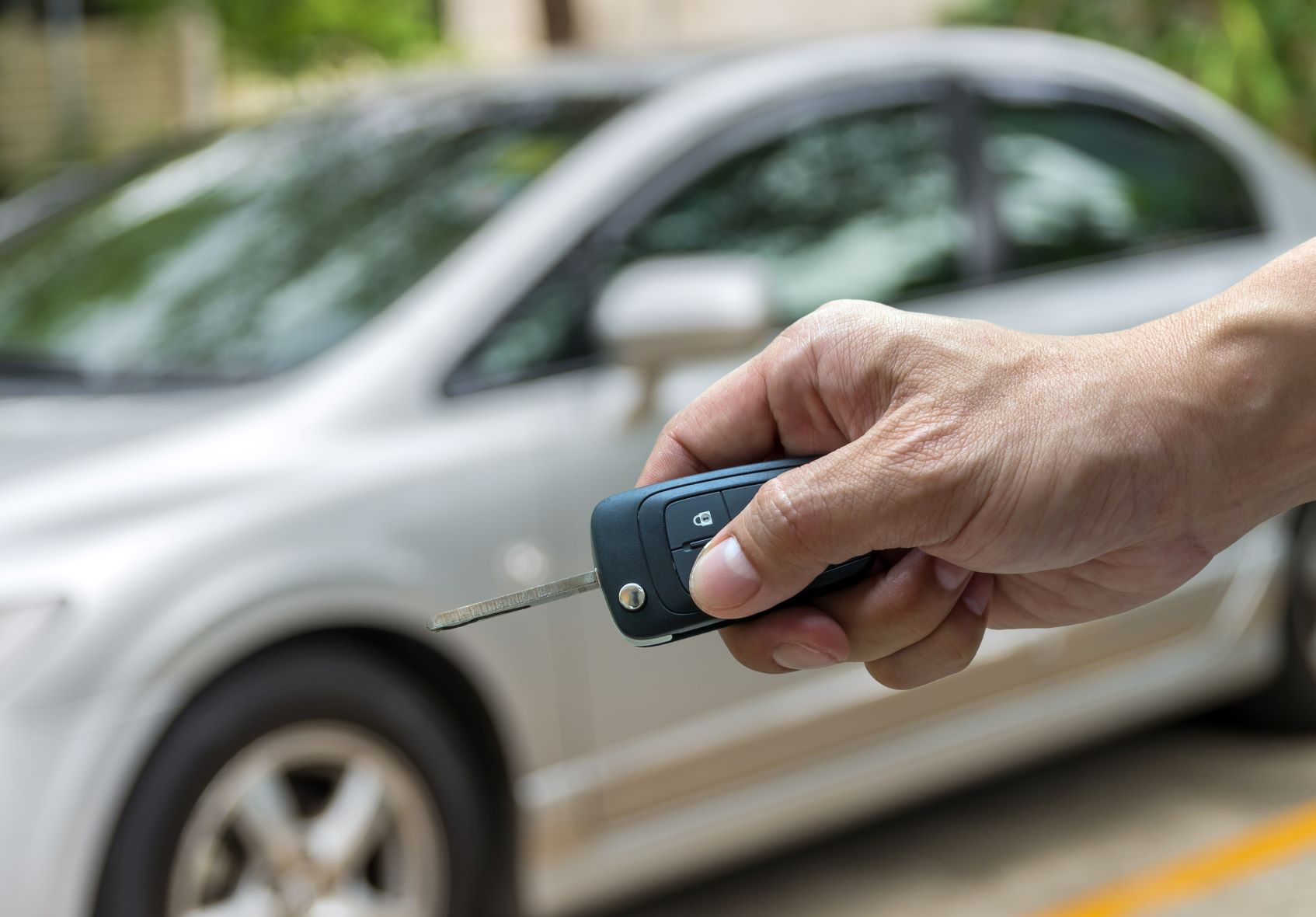 Silver car key fab