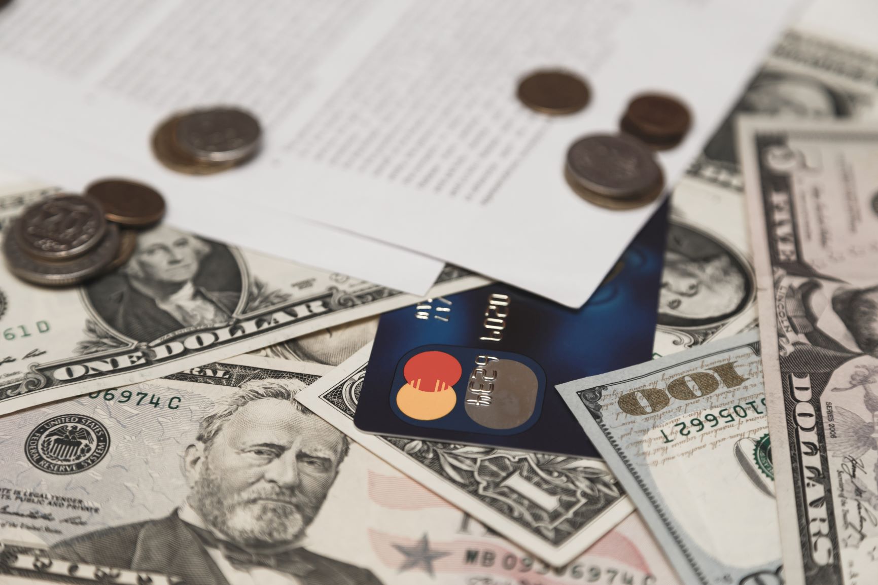 Credit card coins and cash