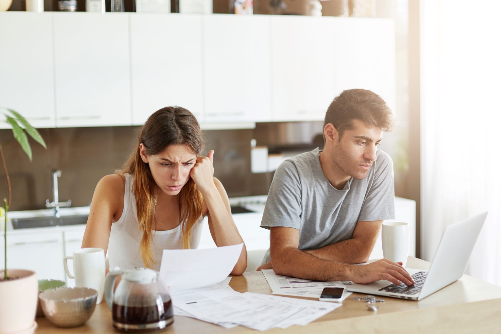 couple going over credit paperwork