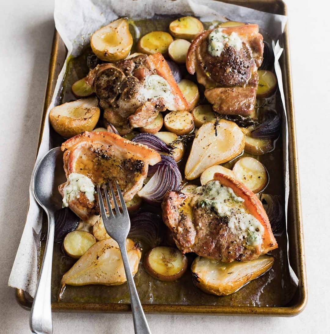Maple Pork Chops with Pears and Blue Butter NZ Pork