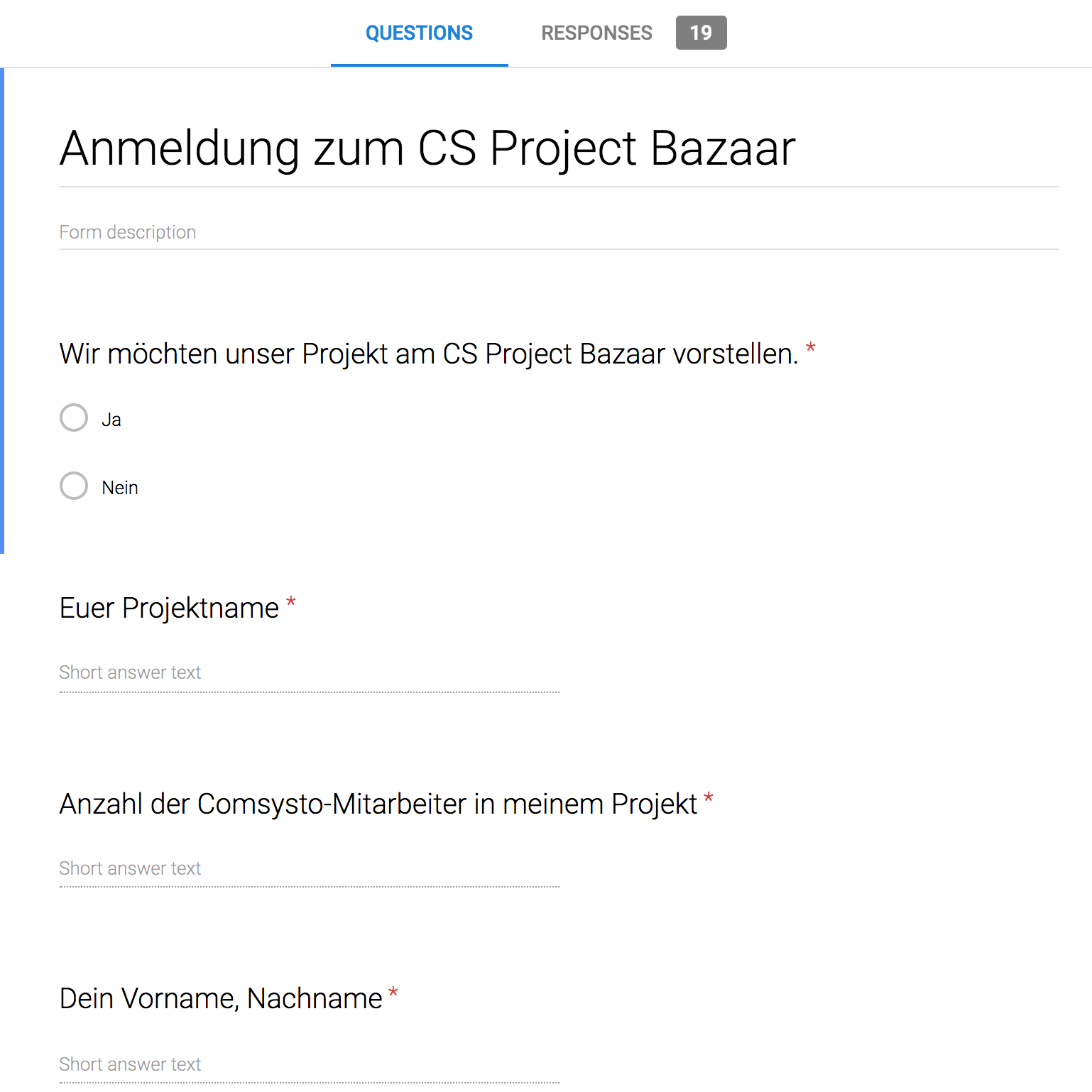 Project Bazaar registration form