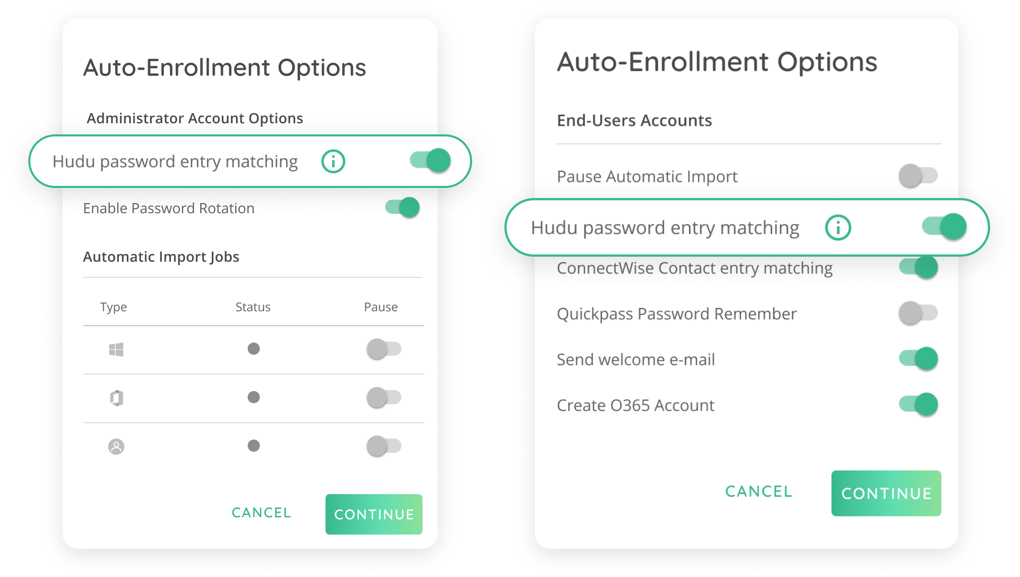 automatic import options
