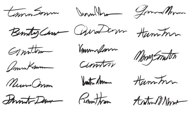 Bold Signatures Set handwriting stock illustrations