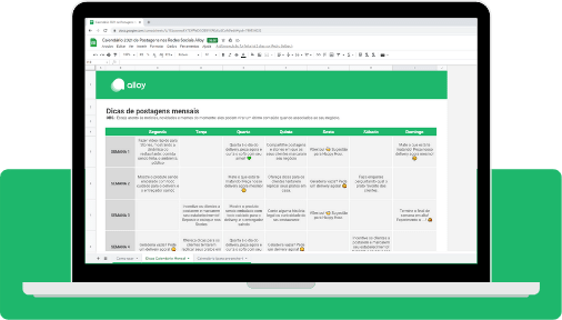 Planilha Grátis Calendário 2021 de Postagens para Gastronomia