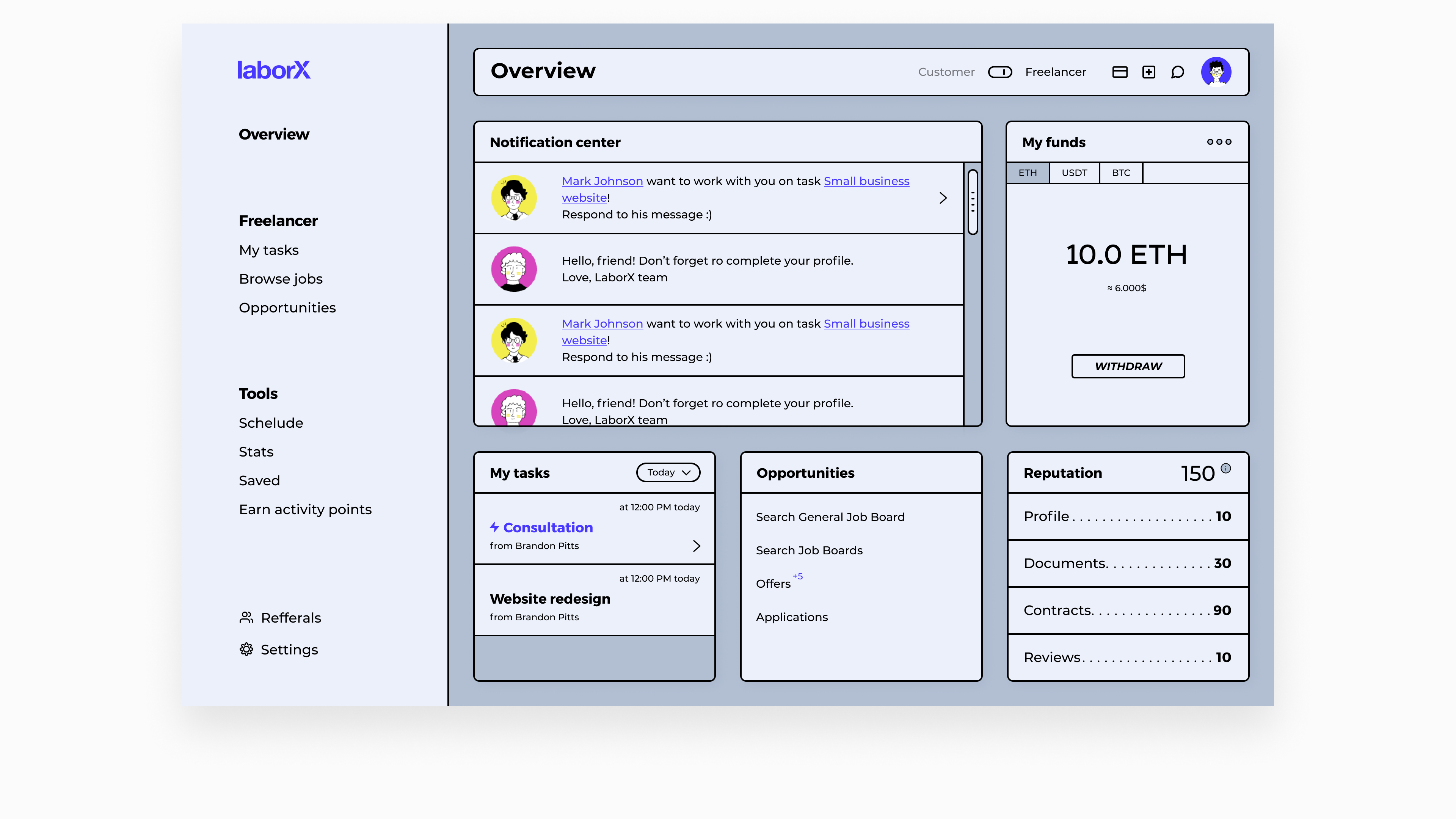 early LaborX interface by Embacy