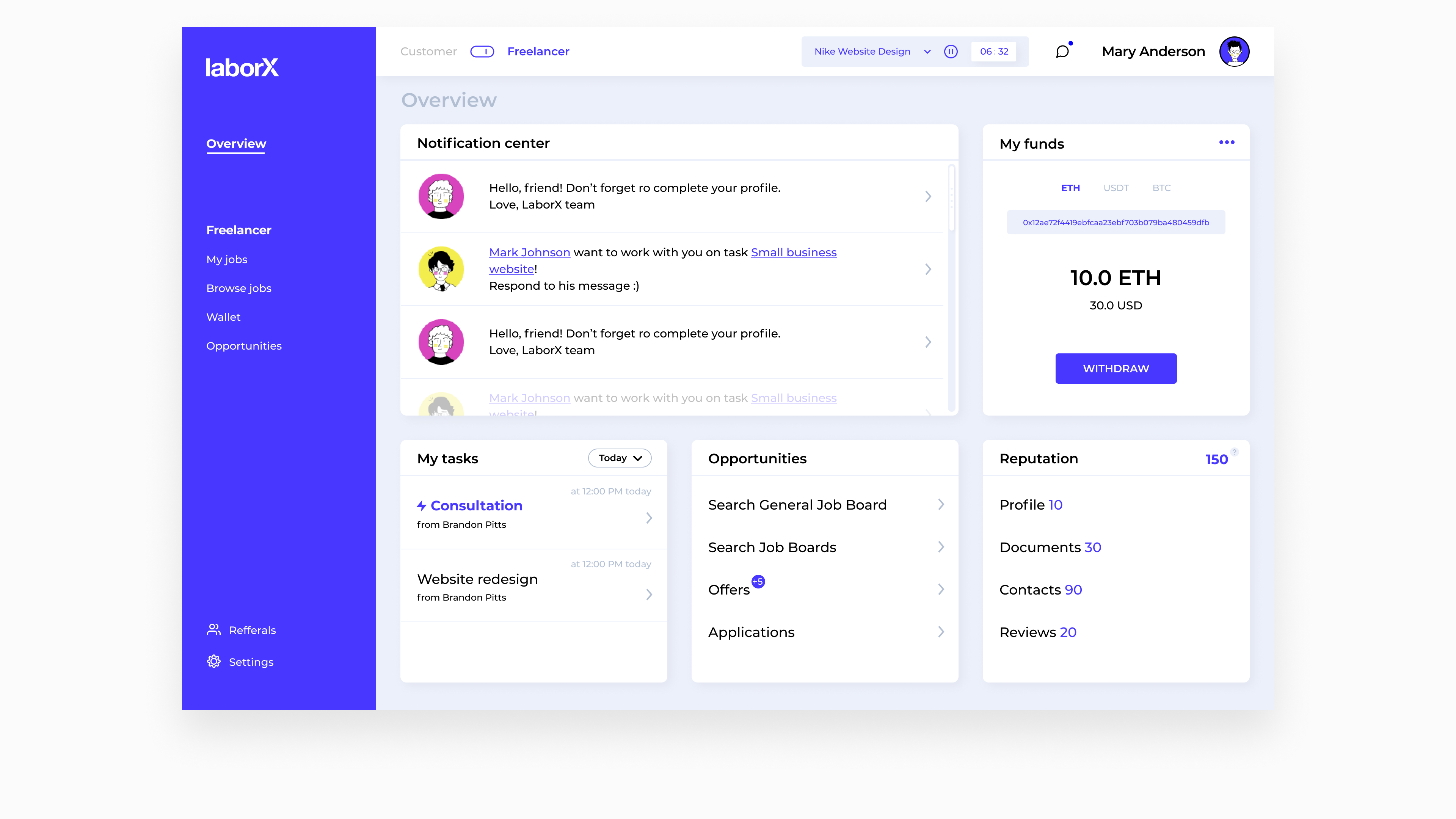 LaborX interface by Embacy