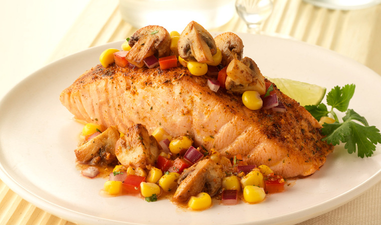 Baja Salmon With Mushrooms