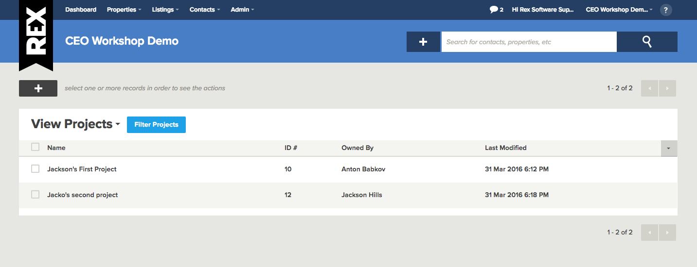Rex software projects marketing module