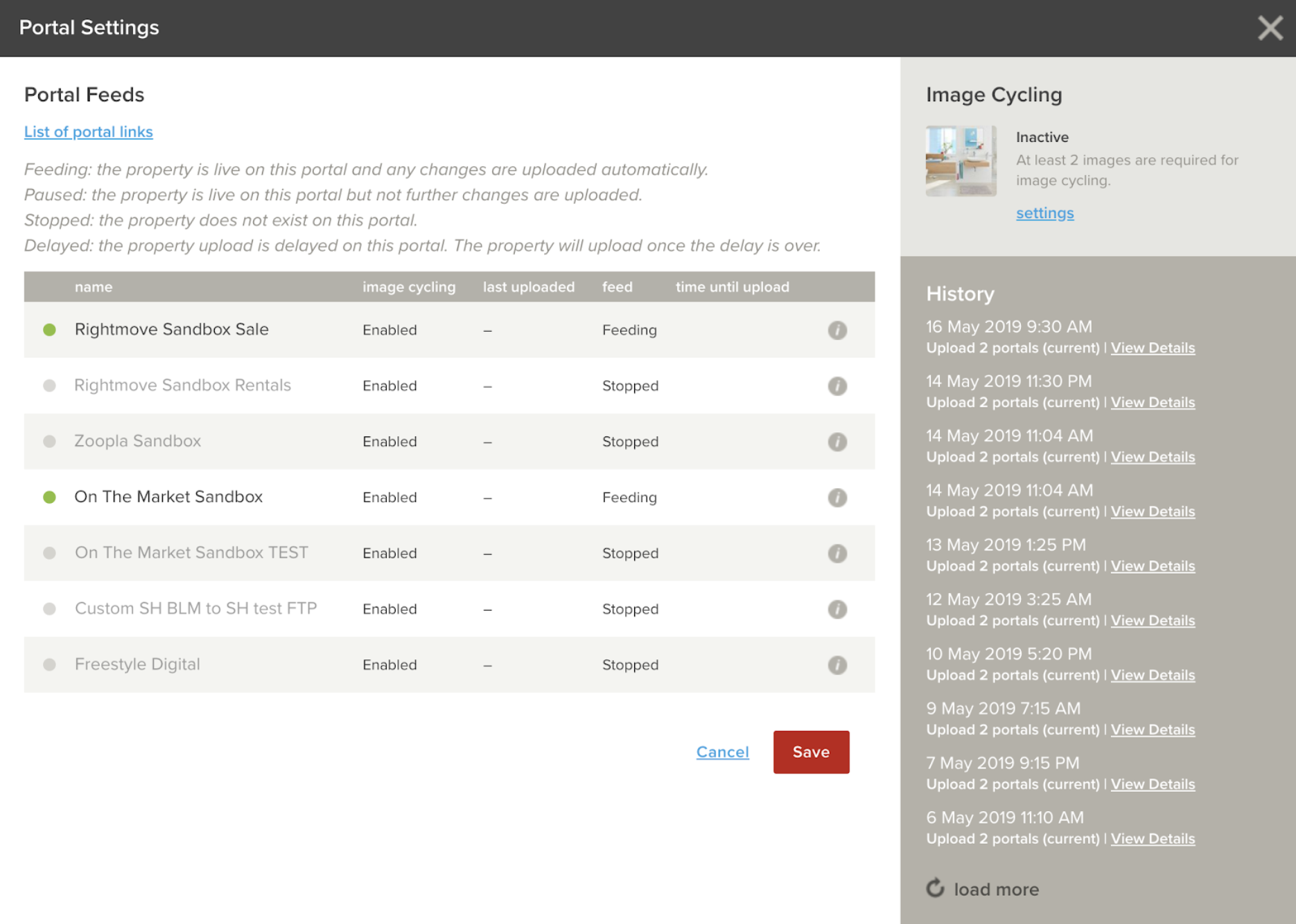 portal settings