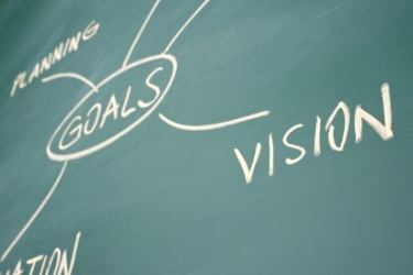 Chalkboard with the word Goal, vision and planning