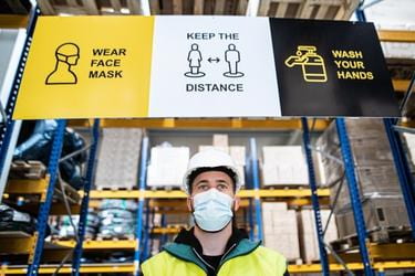 Warehouse worker with some Health guidance